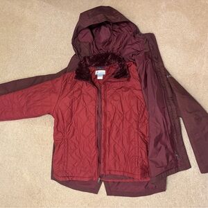 EUC Columbia Mount Erie Interchange 3-in-1 Jacket, Malbec Red | Women’s Plus XXL